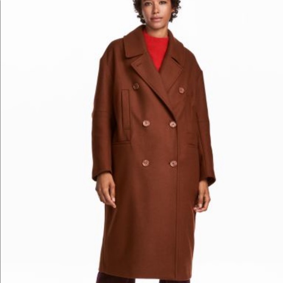 H&M | Double Breasted Wool Coat Rust Red - Picture 5 of 6